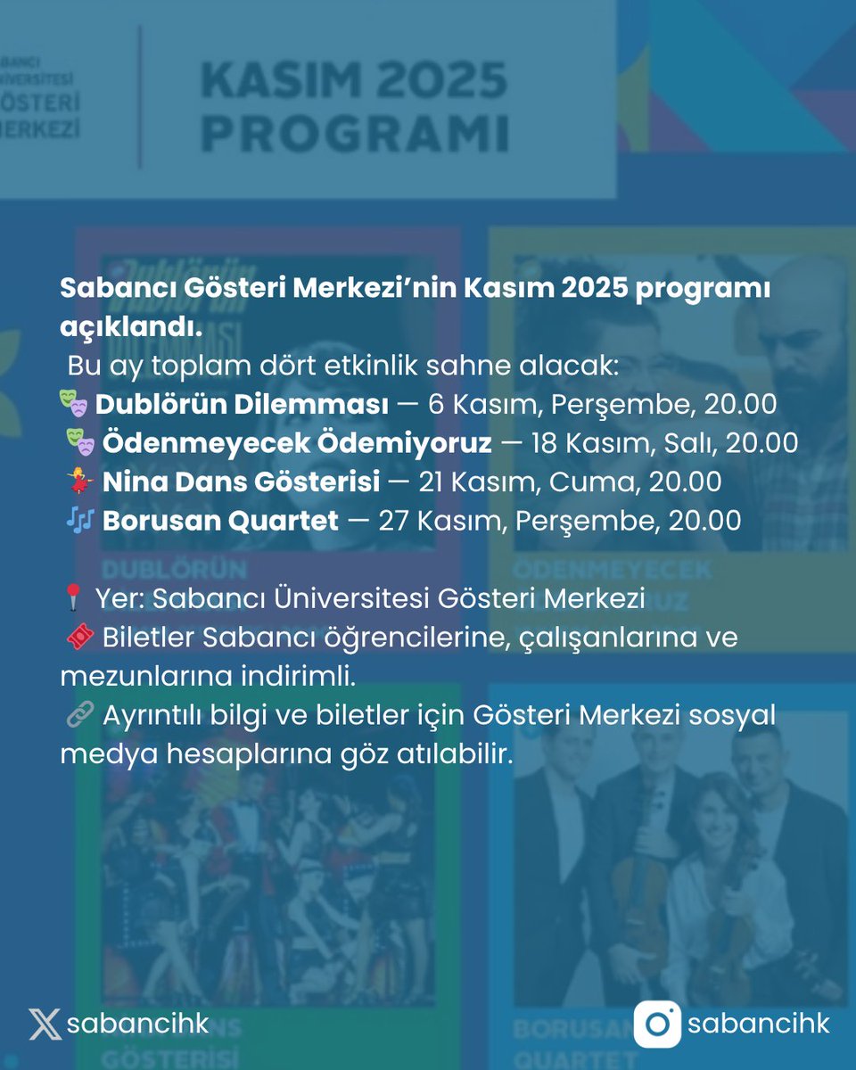 Sabancı Gösteri Merkezi Kasım 2025 programı açıklandı👇