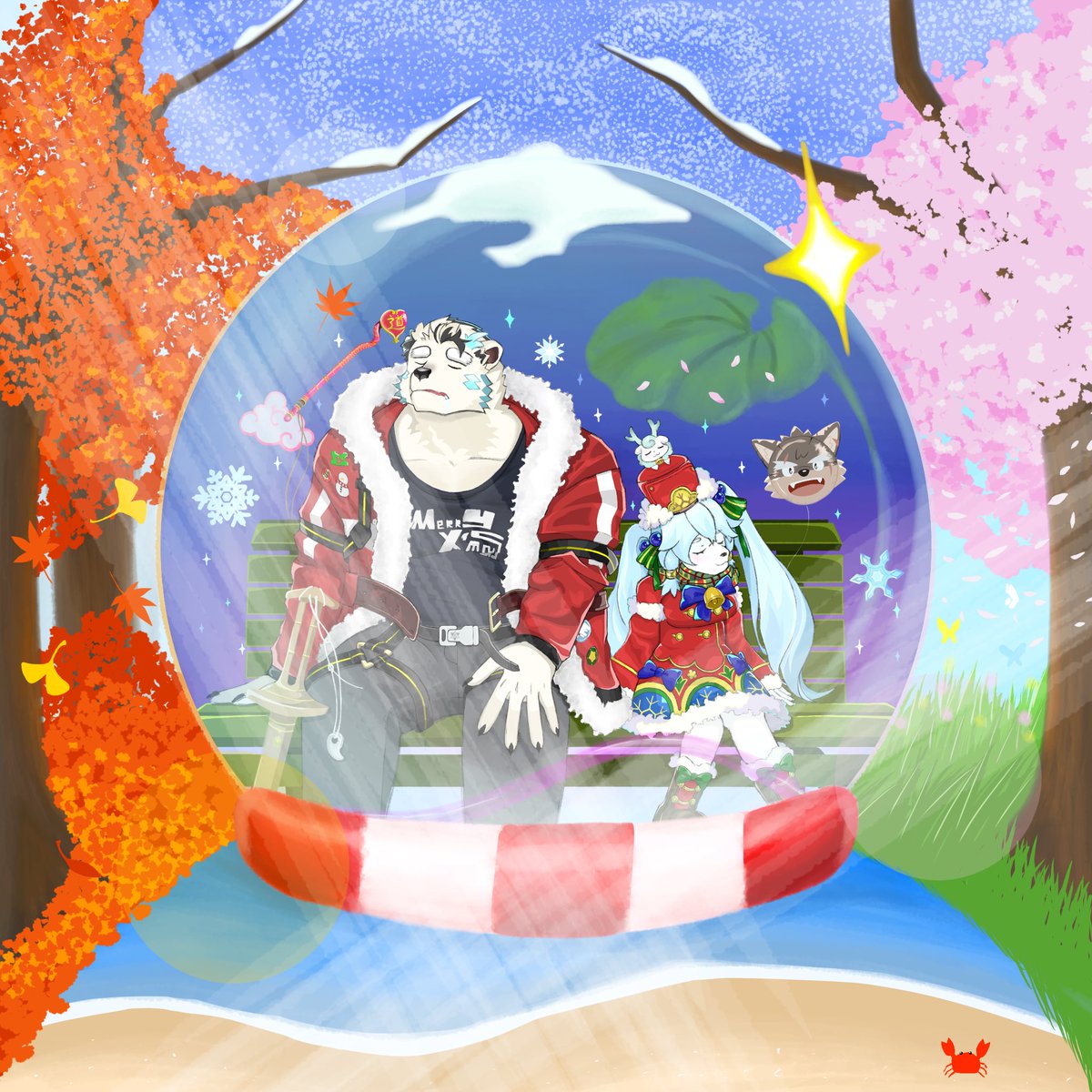 再掲です。

Lifewonders様のアプリゲーム、【東京放課後サモナーズ】から…
ジャック・フロスト＆スネグーラチカ

#作品を載せて自分の作品を知ってもらおう