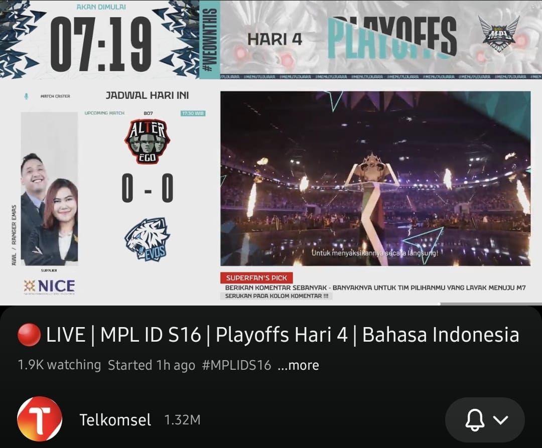 mlbbfess's tweet photo. Siapa yang ngikutin MPL S16 . Mau nonton final tapi bisa? Tenang aja, kalian bisa kok nonton langsung di Youtubenya @telkomsel . Jgn lupa ikutan quiznya juga ya di live nya nanti
Cek https://t.co/xDGiGZcZ3y ya kuisnya jam 18.30 WIB!
#MPLIDPakeSIMPATI https://t.co/m6F6UHbP5V