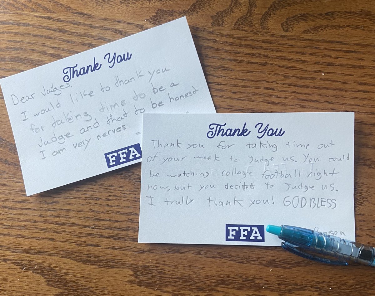 What a privilege it is to judge at the National FFA convention.  Seeing these kids, I am reminded that the future for Ag is bright!  Fun and sincere thank you notes are a nice perk too!
