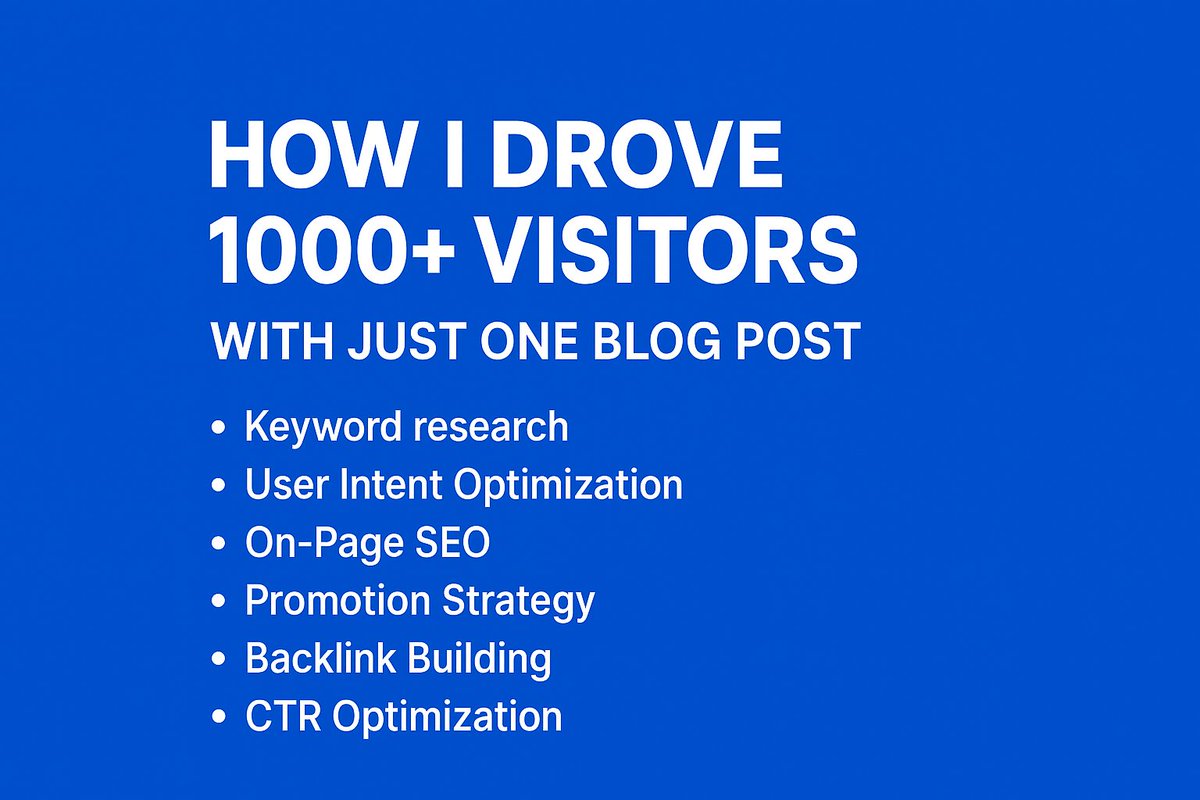 mdkorbanali1997's tweet image. How I Drove 1000+ Visitors with Just One Blog Post:
#BlogTraffic
#ContentMarketing
#DigitalMarketing