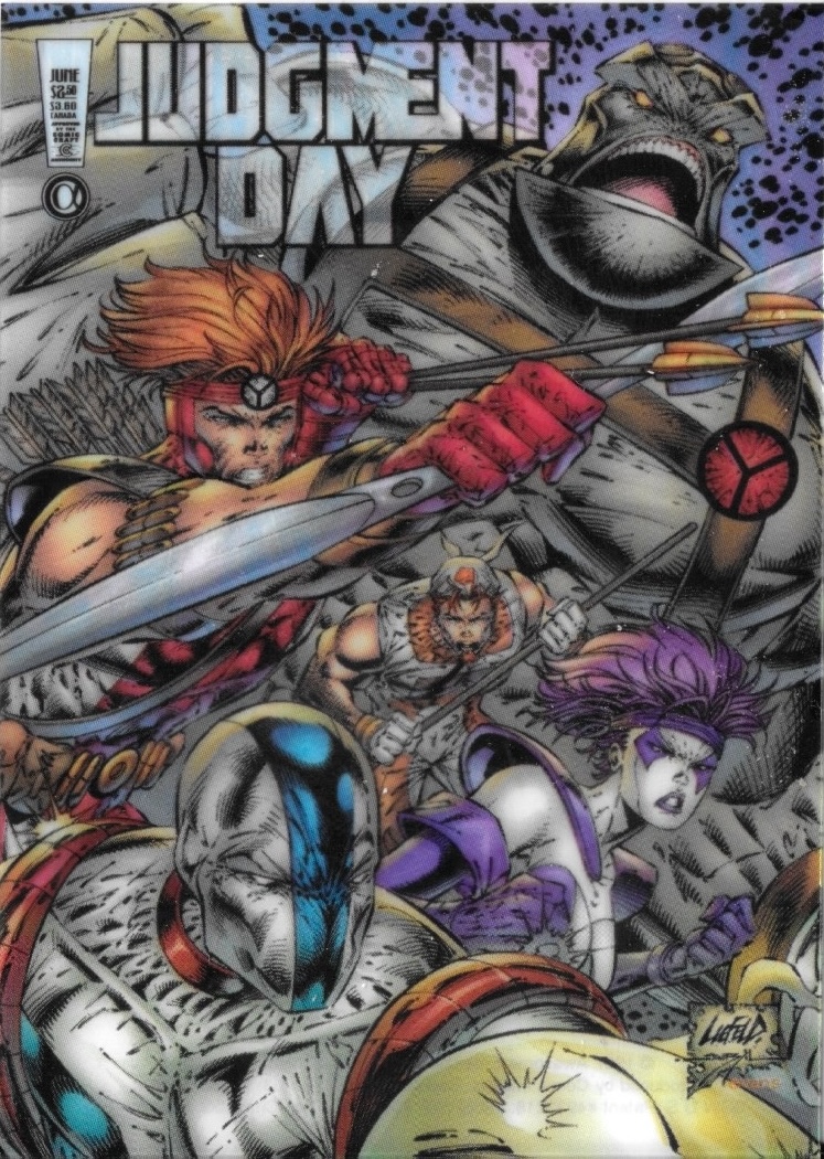 RobMessick's tweet image. I f-ing love these covers... but maybe... I prefer the DieHard version.  Judgment Day Alpha cover by Rob Liefeld and Jon Sibal.

created by @robertliefeld
#JudgmentDay #AlanMoore @jonsibal #AwesomeComics #Diehard #Badrock #Shaft #Vogue #FightingAmerican #JackKirby #JoeSimon