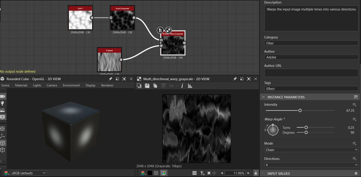 median_ky's tweet image. 「Multi directional warp」も楽にディテール増やせて良いぞ。
#SubstanceDesigner