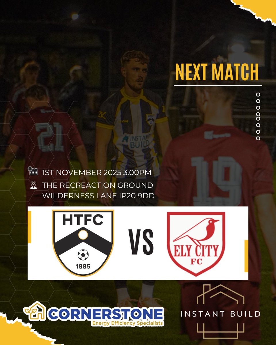 HarlestonTownFC's tweet photo. 🎯 MATCHDAY!

We’re back in action this afternoon as we take on @ElyCityFC !

📍 The Recreation Ground, Wilderness Lane, Harleston, IP20 9DD
🕒 Kick-off: 3:00 PM
📅 Saturday 1st November 2025 https://t.co/4bSXdJHzmO