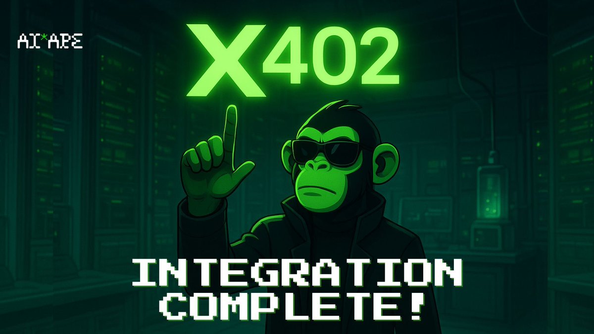AIAPE_Tech's tweet image. AIAPE x402 - Integration Complete
AIAPE has officially integrated with x402, marking the beginning of a new era for Pay-Per-Signal
Now, you can access to AIAPE API with only $0.1 first
x402scan.com/recipient/0x27…
Get ready - More API coming soon!