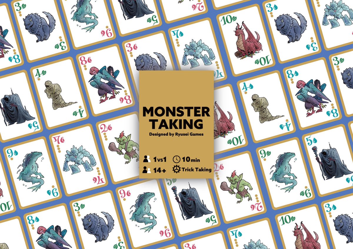 Reservations are now open!

New 2-player trick-taking game

・If you run out of cards, you lose! 
・The game changes depending on the trick (same suit or different suits).

It’s a simple rule, but it creates deep strategy and tense choices in every round.

x.gd/TJC8L