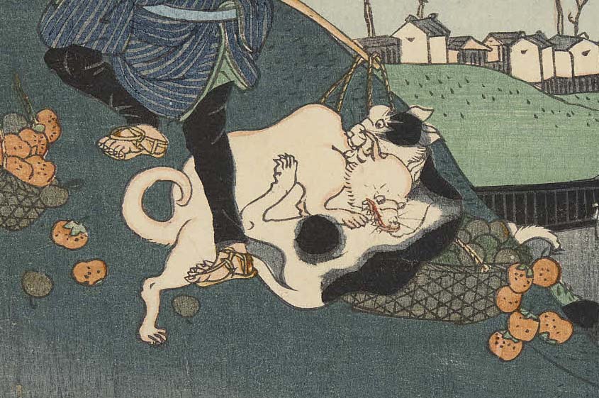 ukiyoeota's tweet image. 本日11月1日は、ワンワンワンで #犬の日 です。江戸の町には、ペットとしてではなく、外で自由に暮らす「町犬」がたくさんいました。歌川広景はそんなたくましい町犬たちの姿をたくさん描いています。原宿の太田記念美術館にて11/14より開催の「歌川広景　お笑い江戸名所」展で展示します。