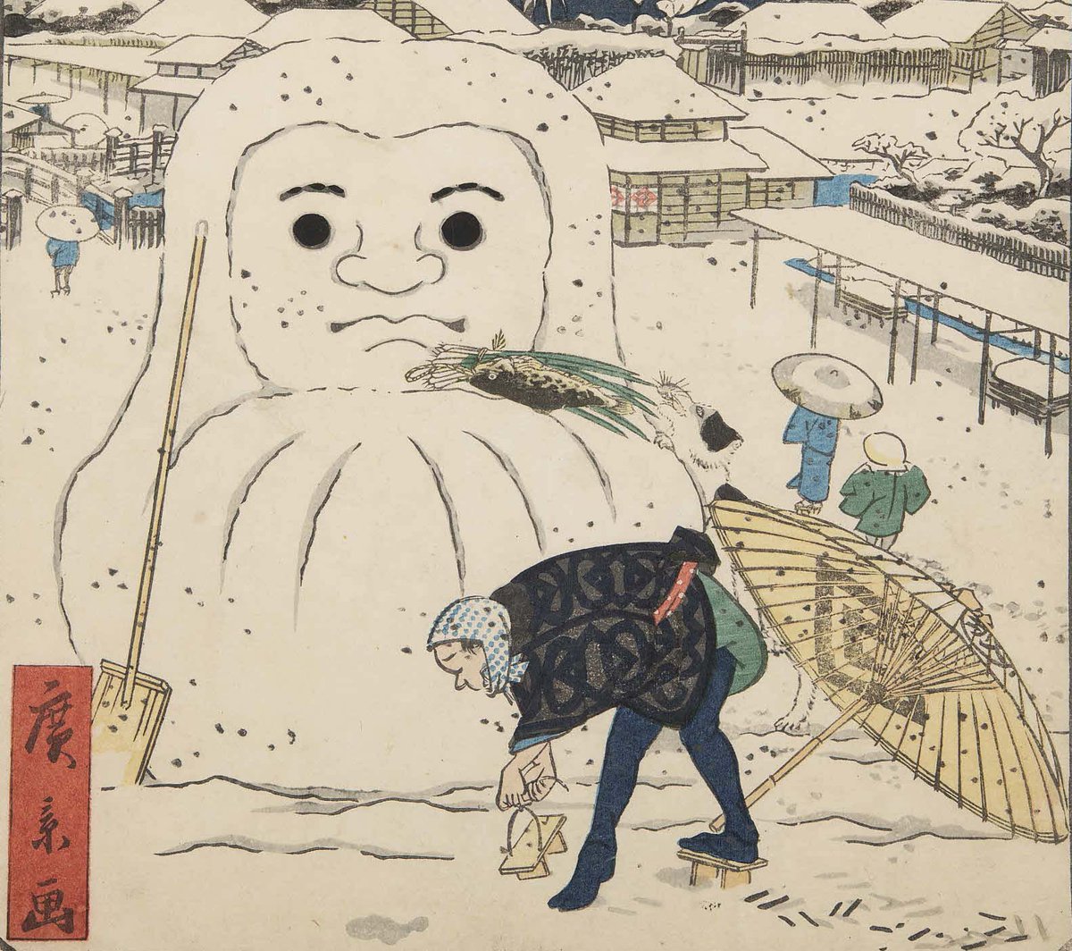 ukiyoeota's tweet image. 本日11月1日は、ワンワンワンで #犬の日 です。江戸の町には、ペットとしてではなく、外で自由に暮らす「町犬」がたくさんいました。歌川広景はそんなたくましい町犬たちの姿をたくさん描いています。原宿の太田記念美術館にて11/14より開催の「歌川広景　お笑い江戸名所」展で展示します。