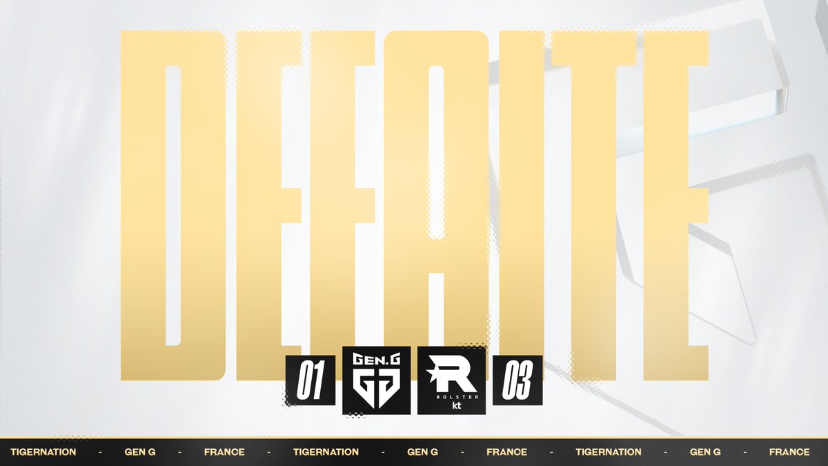 GenG_France's tweet image. ❌ Défaite...

@GenG s'arrête juste avant la finale des #Worlds2025..

#Tigernation #GenG
