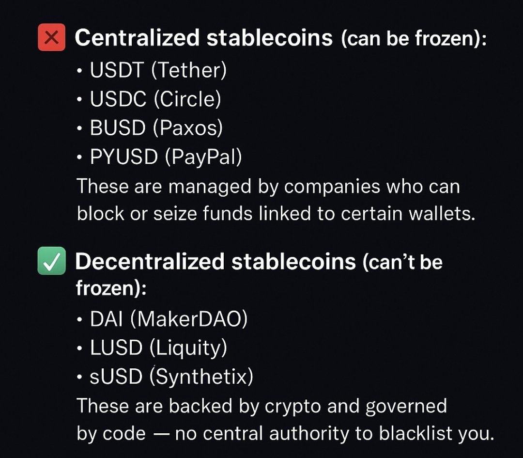 Most people don’t realize this 👀
Yes, your stablecoin wallet can be blacklisted or frozen — depending on which one you use.
Let’s break it down 🧵
