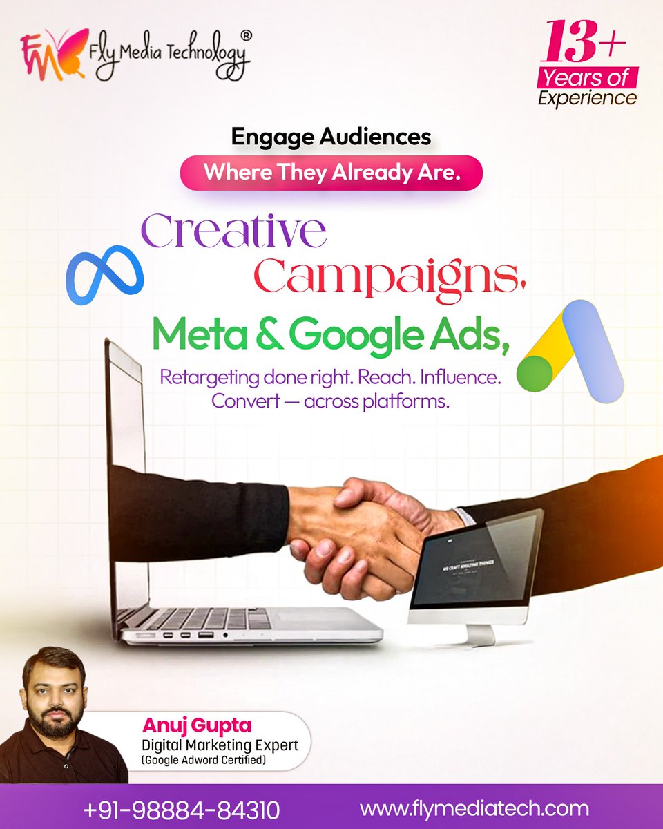 flymediatech1's tweet image. From likes to leads — turn online attention into measurable growth! 🚀 Boost visibility with Meta &amp;amp; Google Ads Marketing in Ludhiana by Flymedia Technology. 💼✨

📞 +91-98884-84310
🌐 flymediatech.com 

#DigitalMarketing #SocialMediaMarketing #FlymediaTechnology