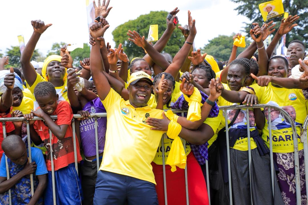NRMOnline's tweet photo. The wait is over! 
The NRM Presidential Candidate, @KagutaMuseveni, together with First Lady Maama @JanetMuseveni are here with us at the Boma Grounds in Katakwi District. The President will unveil his Manifesto plan for 2026-31 to the thousands of excited NRM supporters. #ProtectingTheGains