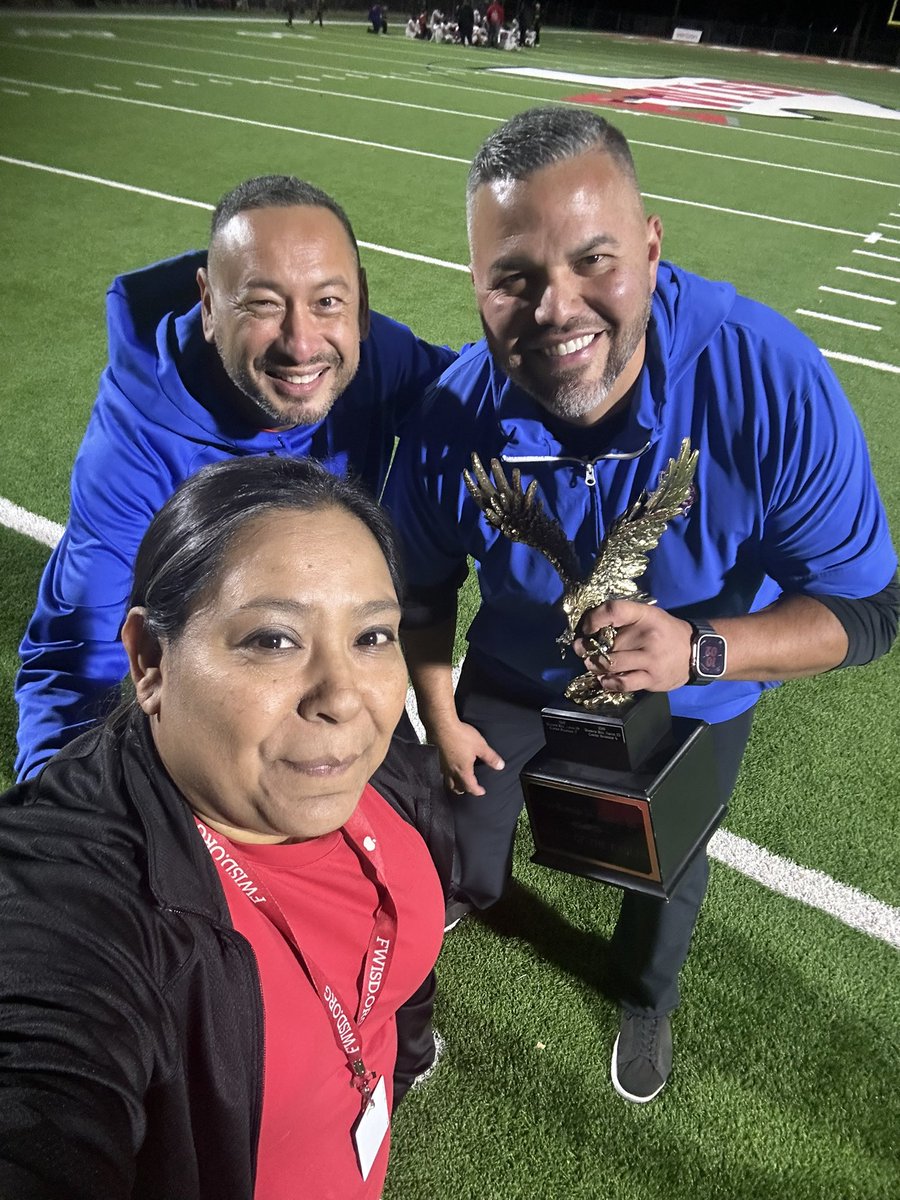 Congrats to <a href="/CoachLara817/">David Lara</a> and his team on keeping the Battle of the Eagles trophy at <a href="/CRiversideHS/">Amon Carter-Riverside High School</a>!