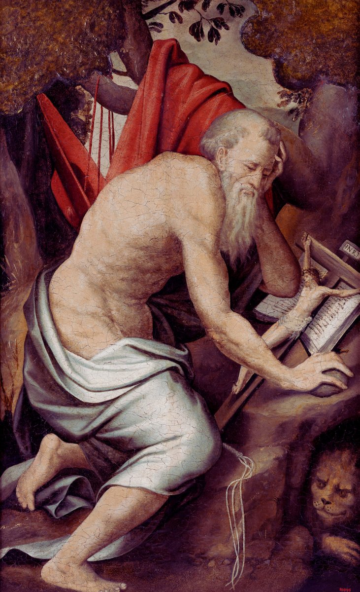 🌿💀 Avui 1 de novembre celebrem #TotsSants. 
Una diada dedicada a recordar tots els sants i a mantenir viva la memòria dels qui ens han precedit. 

Al Museu exposem aquest Sant Jeroni Penitent (s. XVI). El lleó als peus del sant simbolitza la força domada per la fe i la saviesa