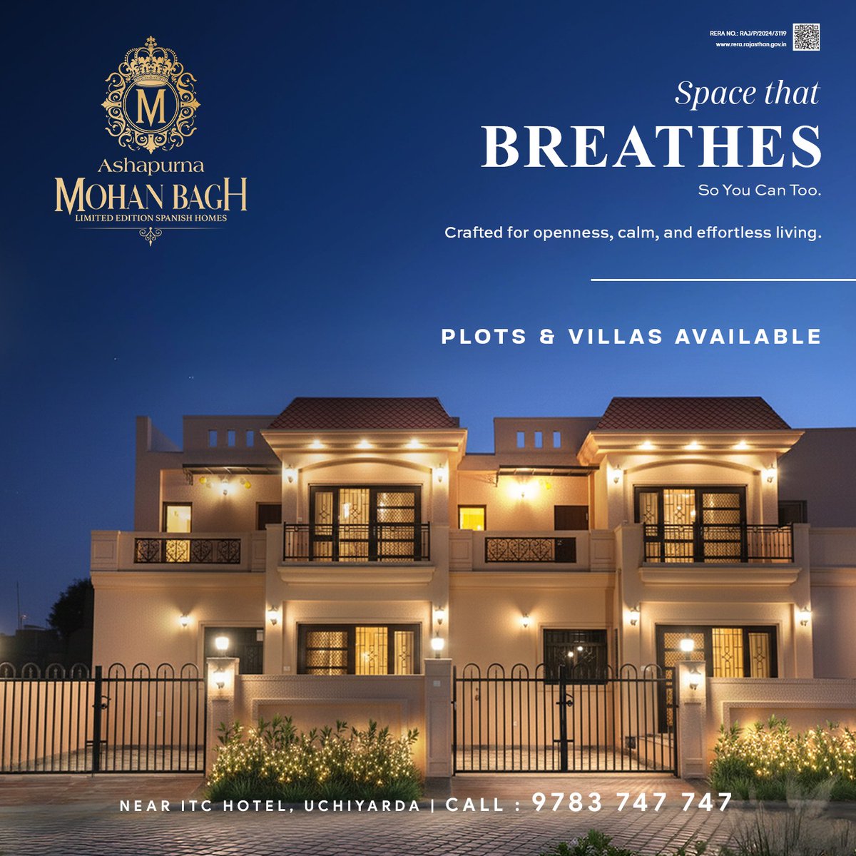 ashapurnabl's tweet image. Open spaces, natural light, and peaceful surroundings - everything designed so you can truly live with ease.
That’s the beauty of Ashapurna Mohanbagh.

RERA No.: RAJ/P/2023/2813
Call Us: 9783747747
Address: Near ITC Hotel, Uchiyarda, Jodhpur

#plots #villas #propertyinjodhpur