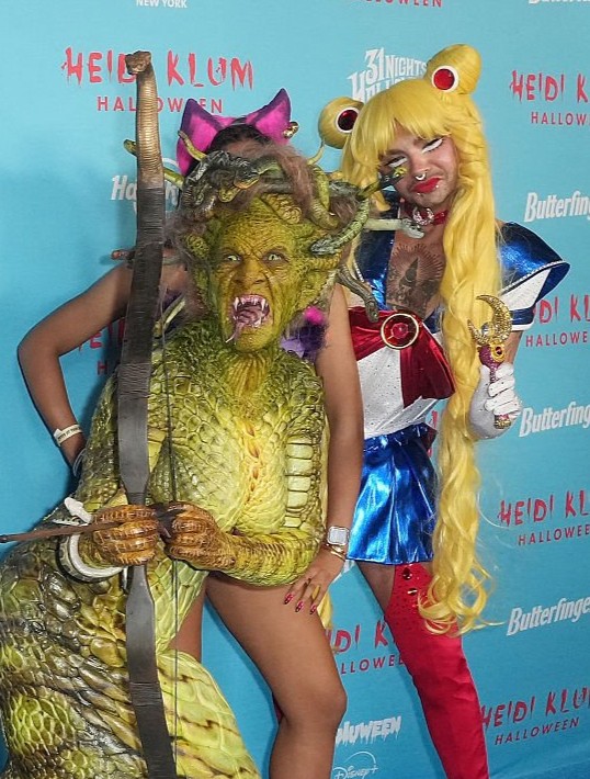 CGold35145's tweet photo. Sailor Moon has never been hotter 
New York, 10/2025 
#HeidiHalloween #BillKaulitz https://t.co/YLJv1DnXYR