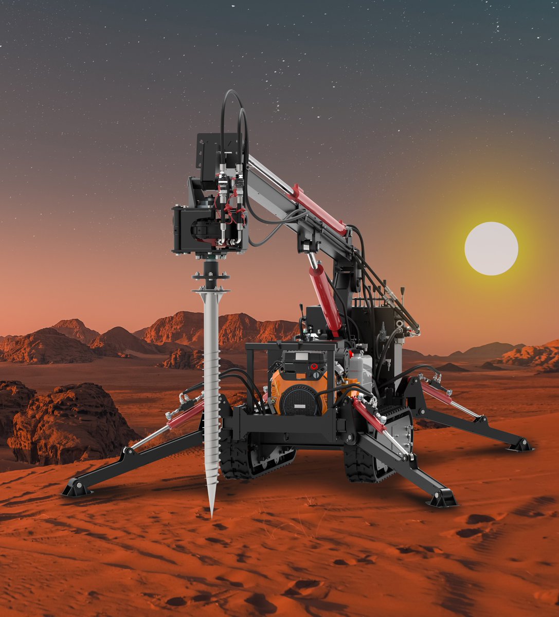 Dreams are becoming reality! 🚀 Our machine COUGAR is ready to lay the first foundations for humanity's future on Mars. The Red Planet awaits solid structures! iron-mechanics.com
#strongfoundations  #BuildingTheFuture #helicalpiles
