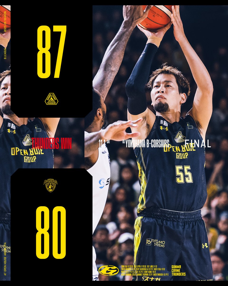 ⚡️試合レポート⚡️ 11/1(土) #群馬クレインサンダーズ 87-80 #横浜