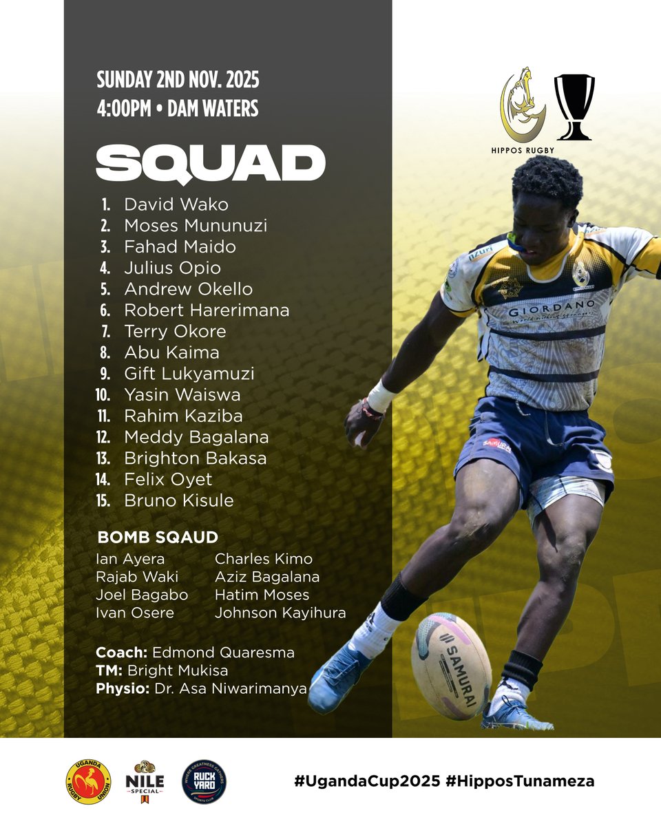 HipposRugbyClub's tweet image. They’ve trained for this.
We’ve waited for this.
The squad is in, let’s hunt!
#HipposTunameza #UgandaCup2025