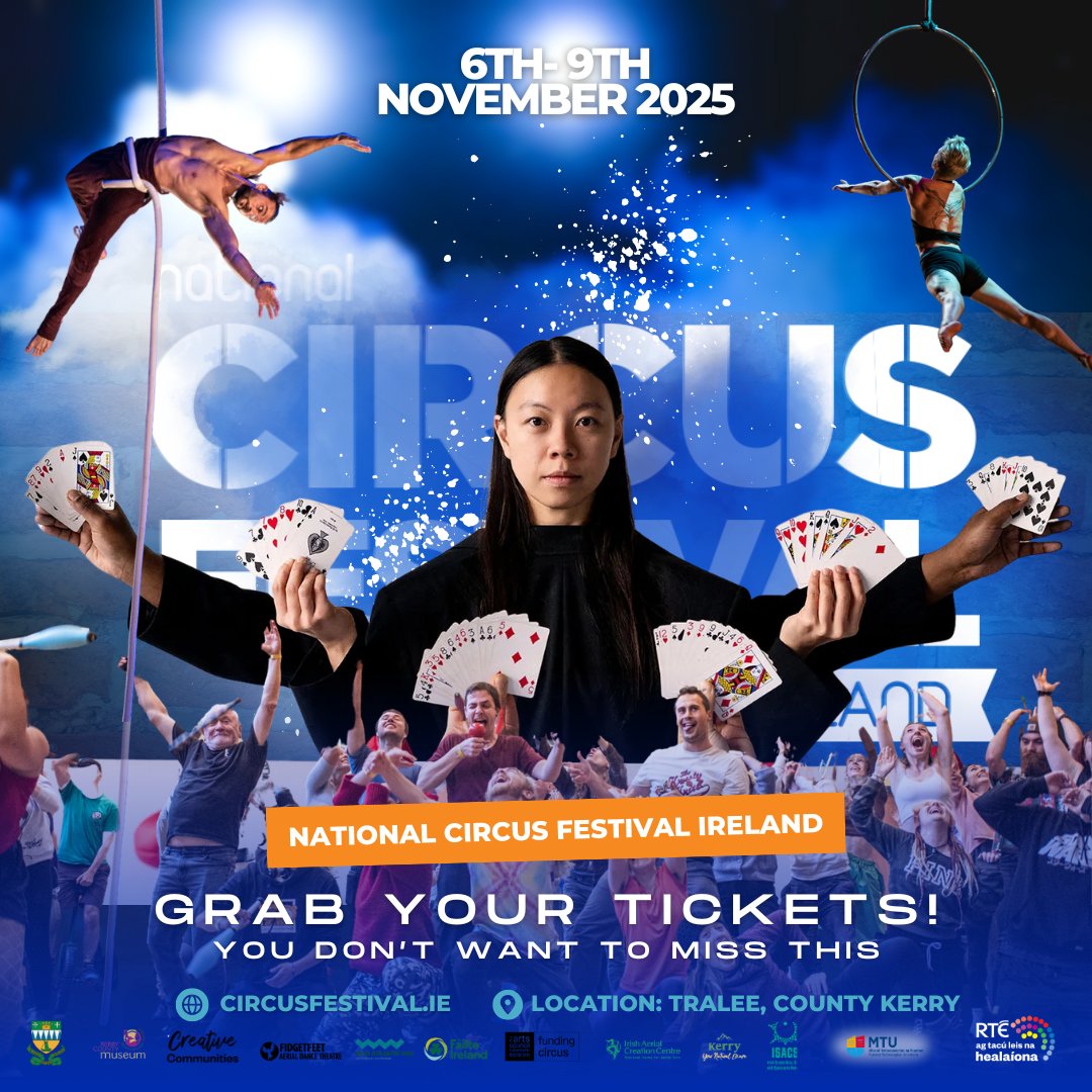 rte's tweet image. ✨ RTÉ Supporting the Arts ✨

🎪 National Circus Festival 
📅 6th - 9th November
📍Tralee, Co. Kerry
👉 More info and tickets: circusfestival.ie

💫 Experience the magic of circus.

#RTESupportingtheArts @CircusFestIre