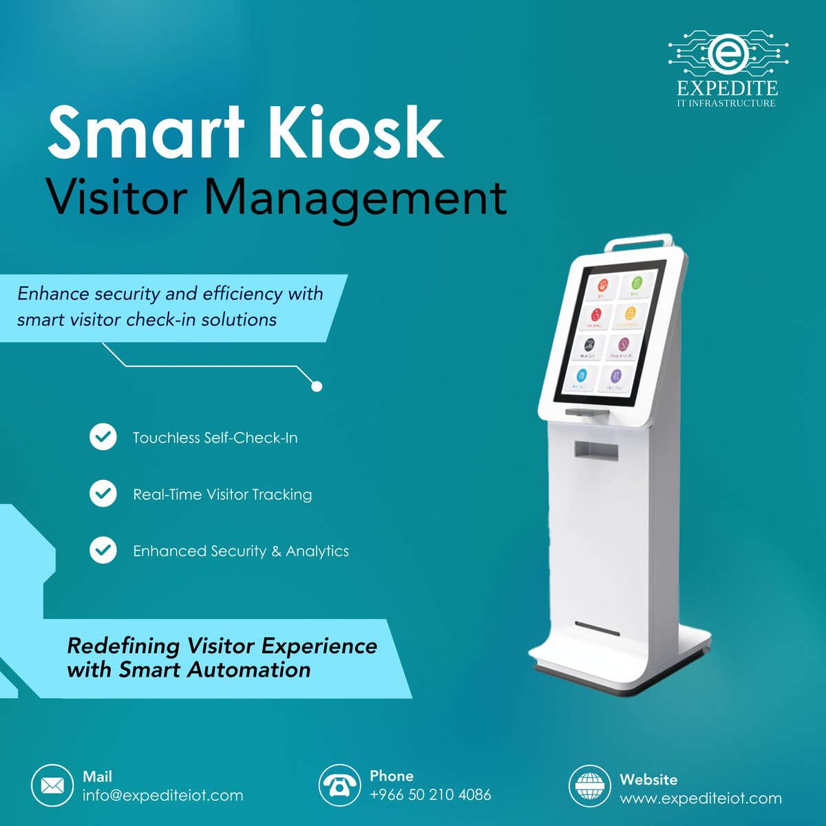 expediteiot's tweet image. Upgrade your visitor management with our Smart Kiosk solution. 

expediteiot.com/kiosk-visitor-…

#ExpediteIoT #SmartKiosk #VisitorManagement #TouchlessCheckIn #SmartOffice #FacilityManagement #AccessControl #SecurityTech #VisitorExperience #BusinessAutomation #RealTimeTracking