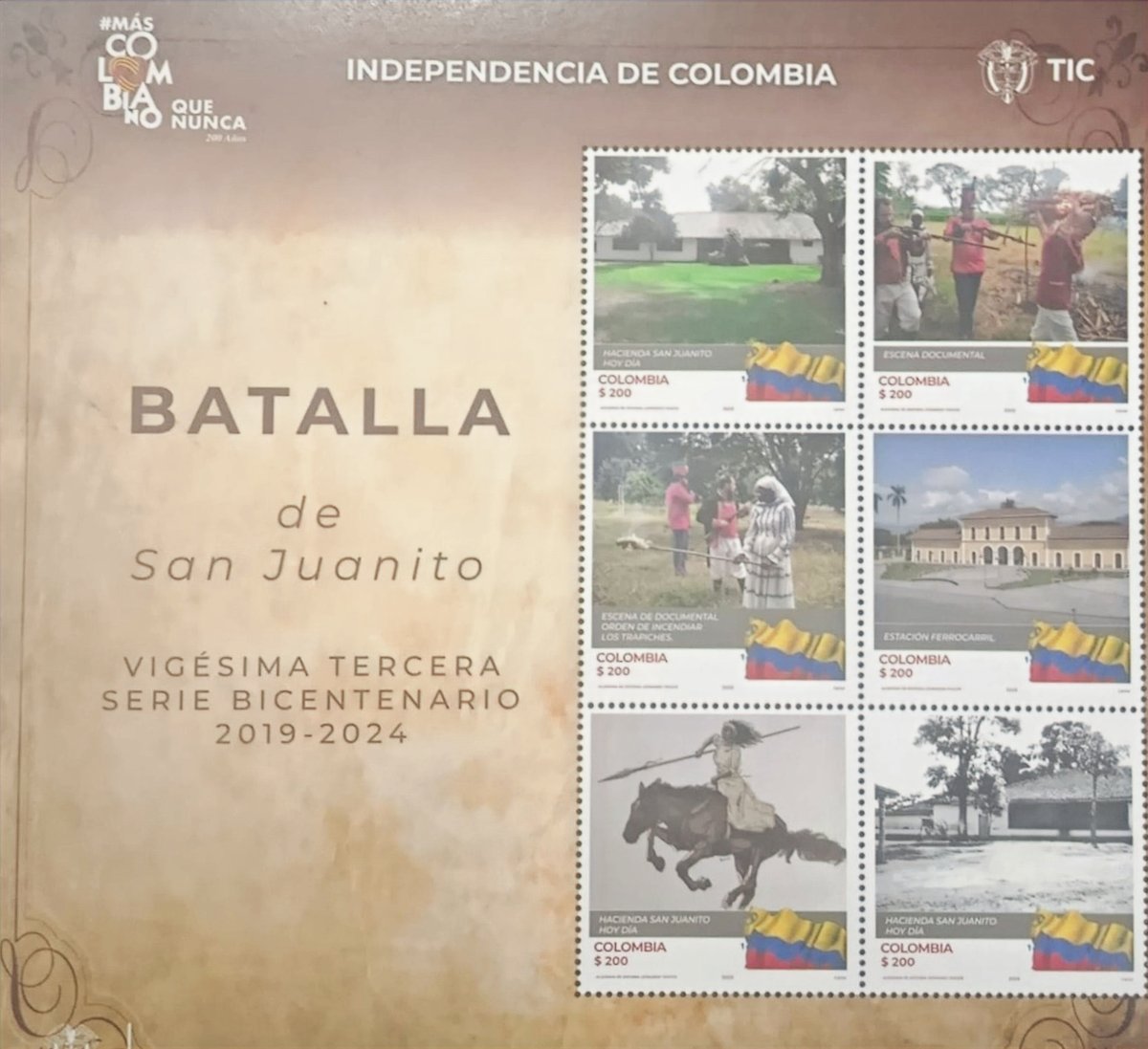 La XXIII serie del bicentenario de la independencia de Colombia es la emisión postal 8 de 2025 por <a href="/Ministerio_TIC/">Ministerio TIC</a> y <a href="/472Colombia/">4-72</a> y en ella se recuerda la Batalla de San Juanito. bit.ly/3X3amCa