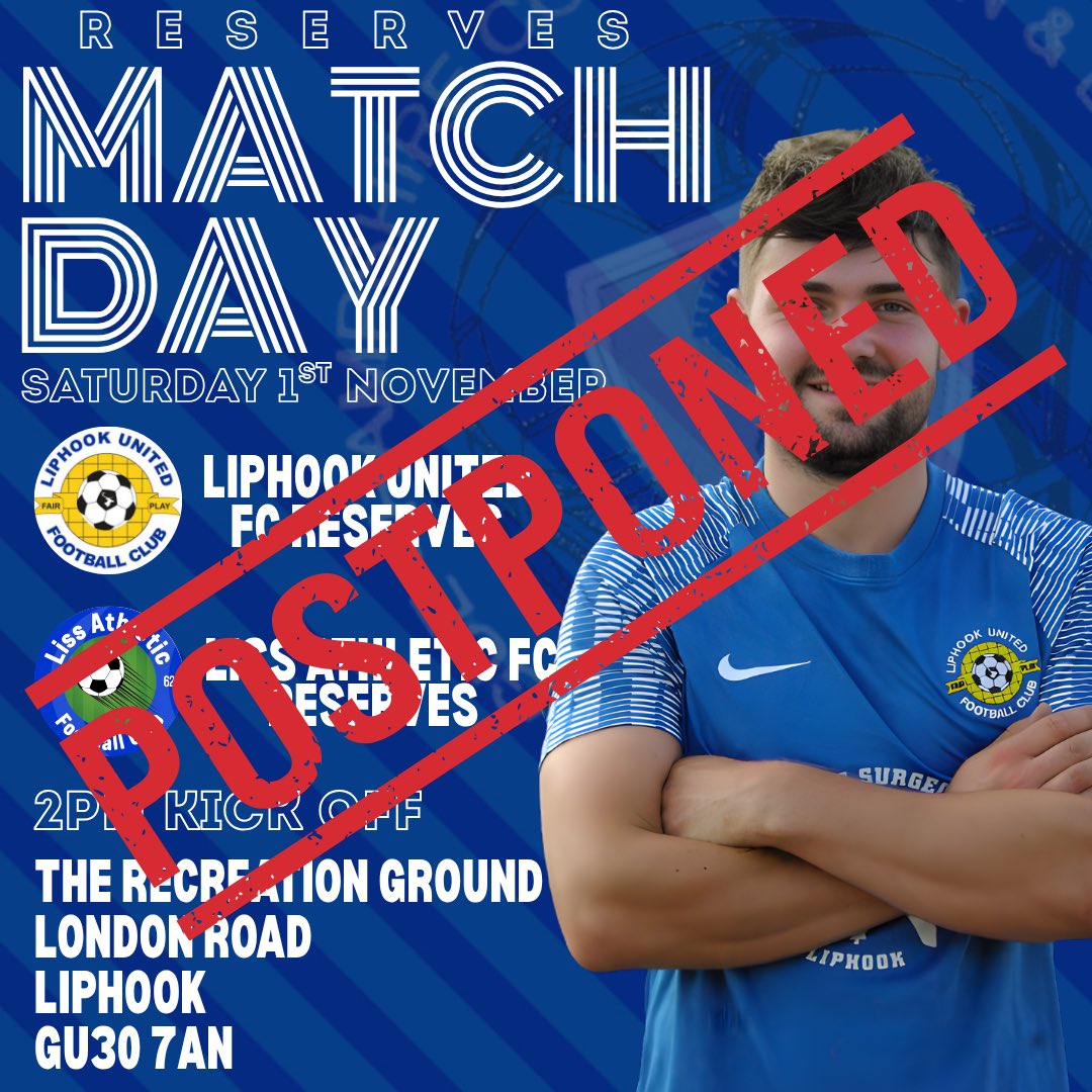 𝙄𝙏’𝙎 𝙈𝘼𝙏𝘾𝙃 𝘿𝘼𝙔….

On the road again for our First team as they visit <a href="/PaulsgroveFC/">Paulsgrove FC</a> in the Hampshire Saturday Trophy 🏆 

Unfortunately the rec did not fair well in last nights rain and our Reserves local derby against <a href="/LissAthleticFC/">Liss Athletic FC</a> Reserves has been postponed due to