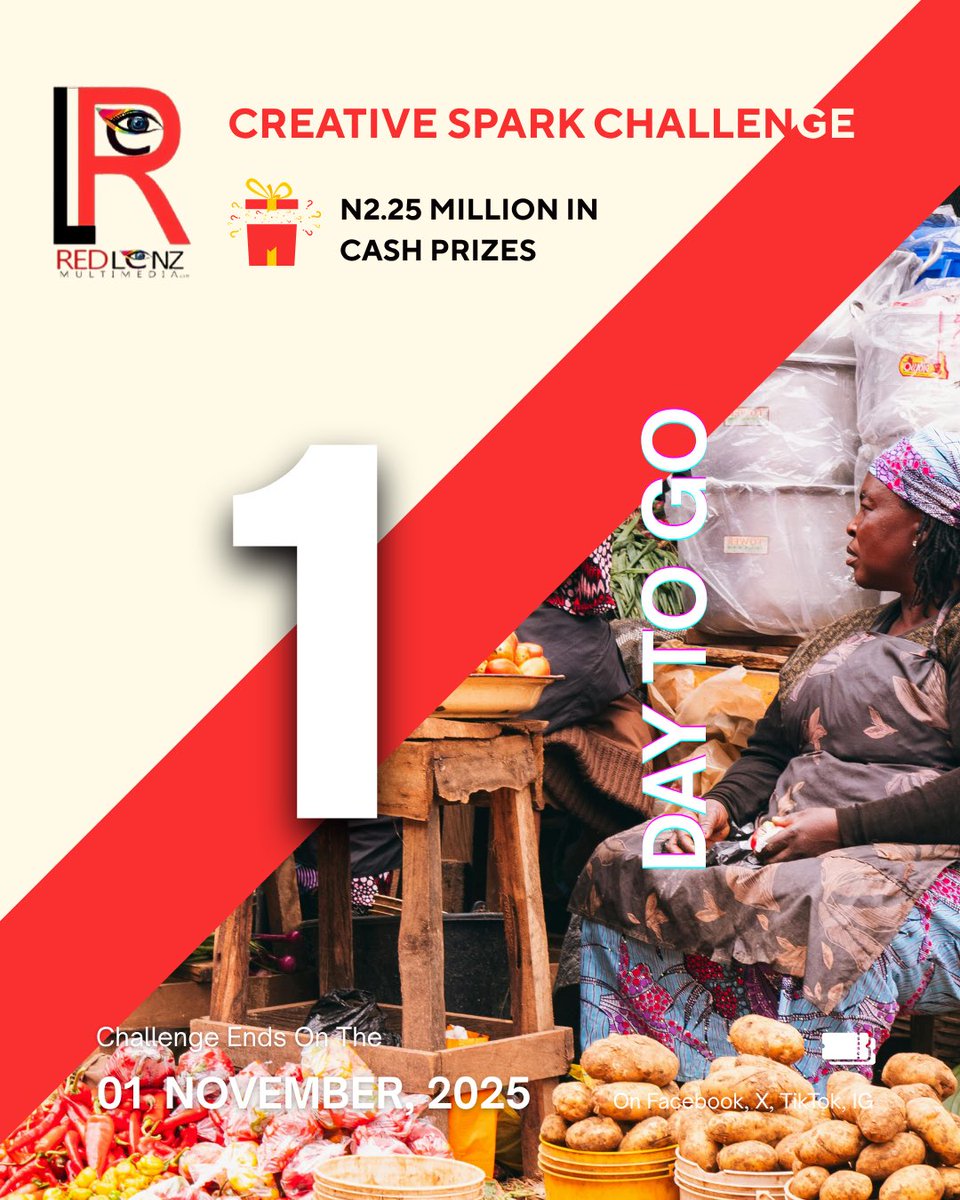 FINAL CALL for THE REDLENZ CREATIVE SPARK CHALLENGE

LAST DAY TO SUBMIT YOUR ENTRIES!
⏰ Closes TONIGHT at exactly 11:59 PM.
Don’t miss your shot to showcase your creativity &amp; WIN BIG!

Submit NOW before time runs out!

#RedlenzCreativeSpark #RedlenzMultimedia #CreativeChallenge