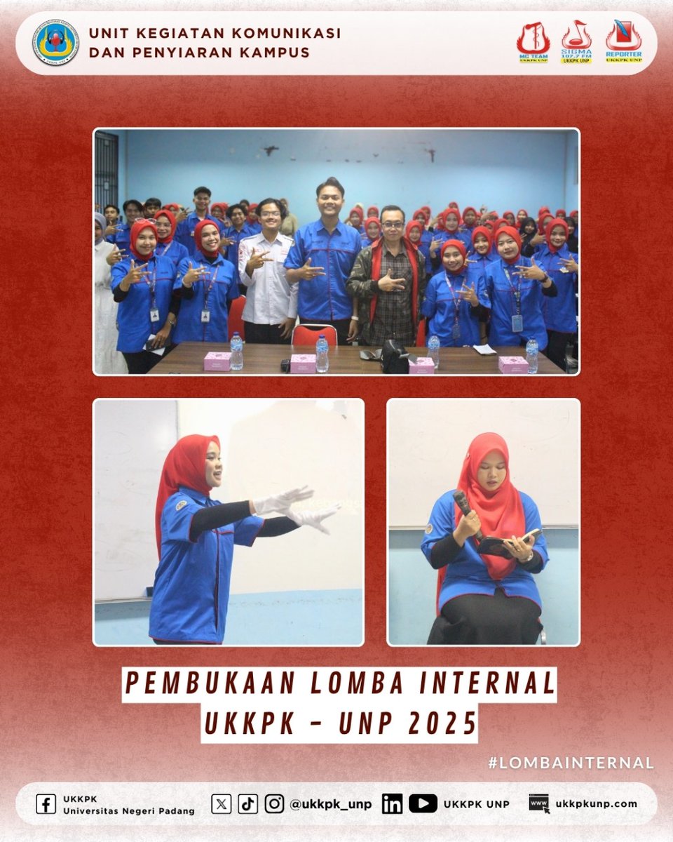 Hai intelektual muda👋
Sabtu 01 November 2025, telah resmi dibuka Lomba Internal UKKPK UNP 2025
Bertempat di Gedung A MKU Universitas Negeri Padang. Lomba ini diselenggarakan untuk Angkatan 31 &amp; 32, sebanyak 112 Anggota aktif yang terlibat sebagai peserta lomba internal ukkpk unp
