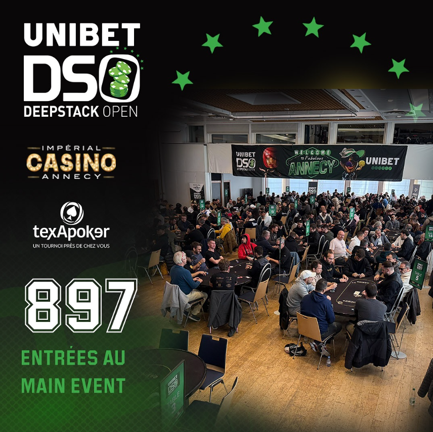 😍 Magnifique affluence pour le Main Event à 550€ de l'Unibet <a href="/DeepStackOpen/">DeepStack Open</a> au Casino Impérial d'Annecy ! 897 inscriptions ont été recensées pour un prizepool global de 421 948,80€, 125 places payées, un mincash de 1 375€ et 60 000€ à la gagne 🥳 #poker #pokerlive #UDSO 

👉