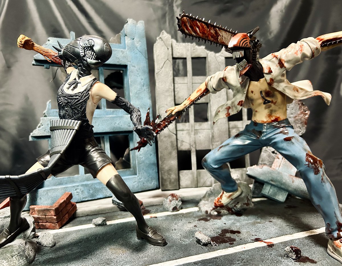 チェンソーマンvsボムのジオラマ完成！！ グランディスタだからデカく