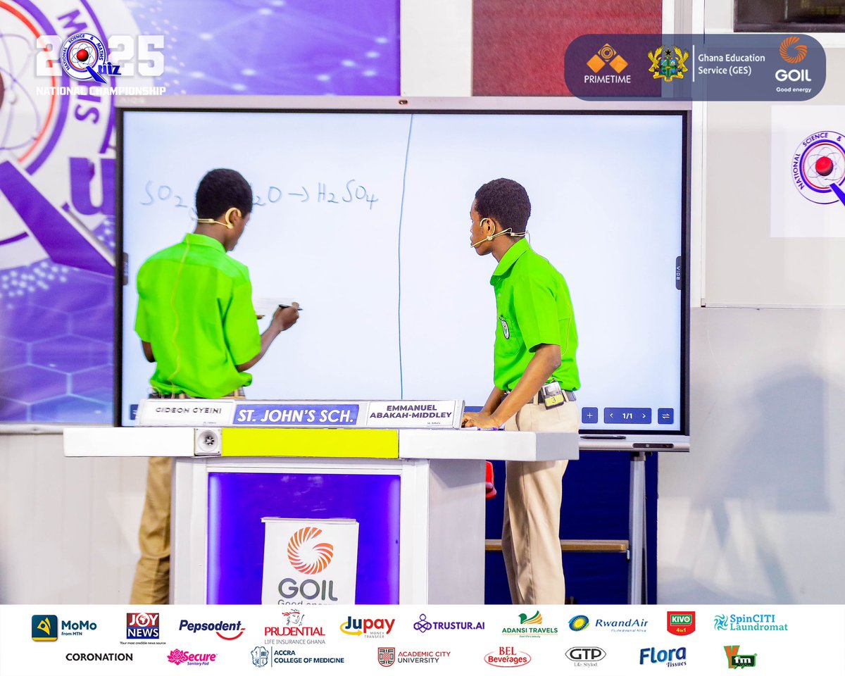 NSMQGhana's tweet image. Problem of the Day: 

St. Augustine’s College: 10/10
St. John’s School: 3/10
Abetifi Presby SHS: 1/10

Next is the @jupayofficial true/false round.

#NSMQ2025 #NSMQQuarters #Primetime