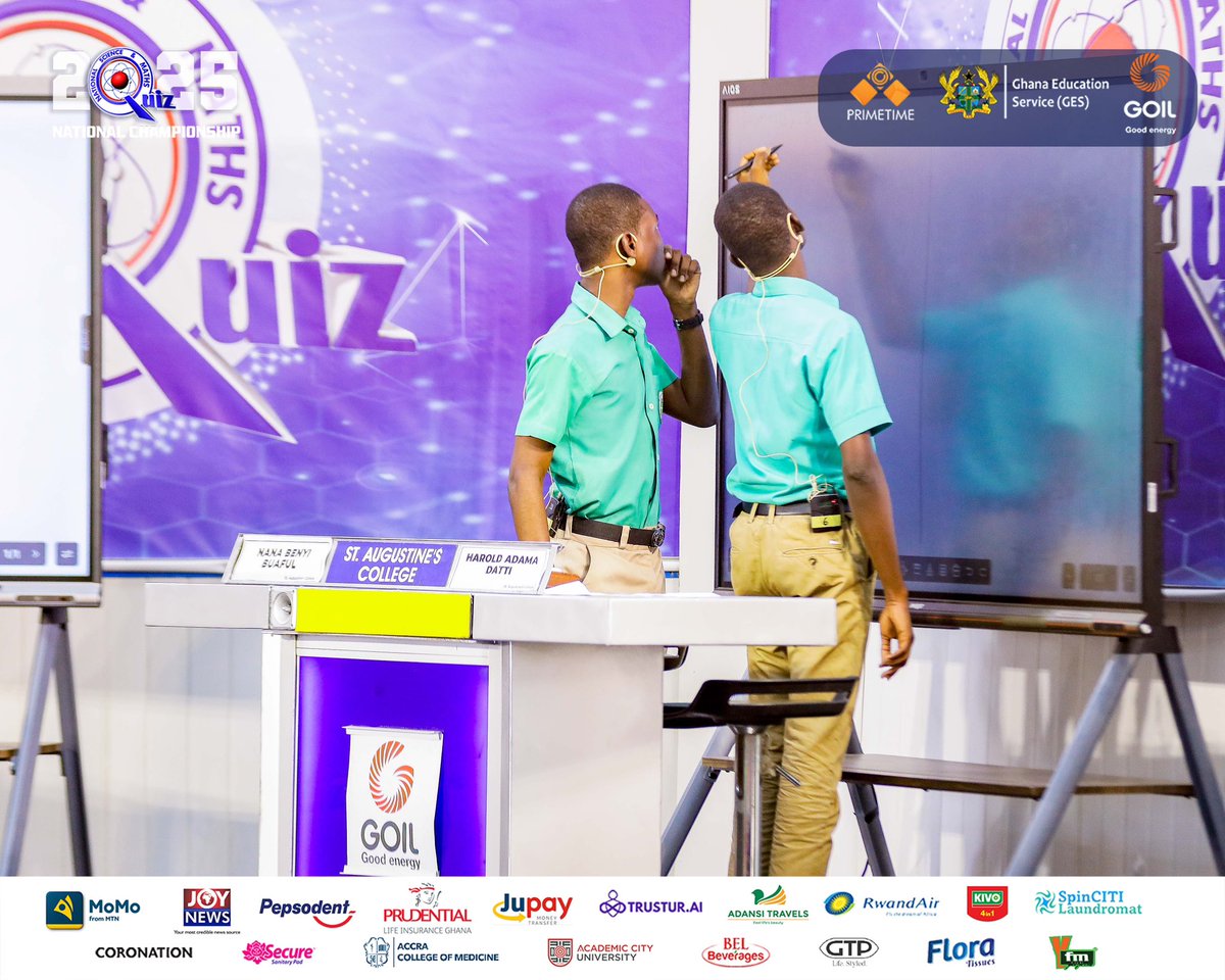 NSMQGhana's tweet image. Problem of the Day: 

St. Augustine’s College: 10/10
St. John’s School: 3/10
Abetifi Presby SHS: 1/10

Next is the @jupayofficial true/false round.

#NSMQ2025 #NSMQQuarters #Primetime