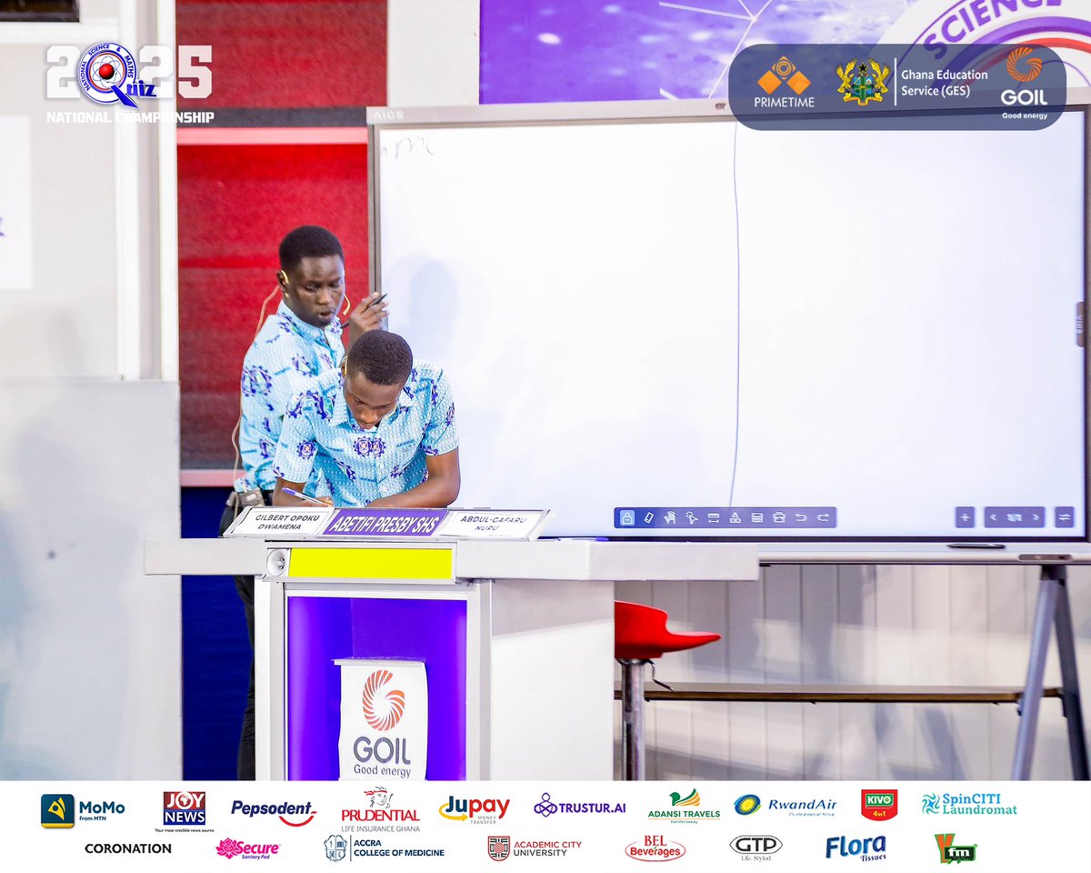 NSMQGhana's tweet image. Problem of the Day: 

St. Augustine’s College: 10/10
St. John’s School: 3/10
Abetifi Presby SHS: 1/10

Next is the @jupayofficial true/false round.

#NSMQ2025 #NSMQQuarters #Primetime