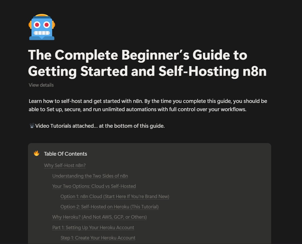 I know n8n's monthly pricing is killing some startup founder's automation dreams.

I've watched too many smart founders:

- Get excited about n8n automation
- Hit the $20/month paywall for basic features
- Realize they need $100+/month for real workflows
- Give up and go back to