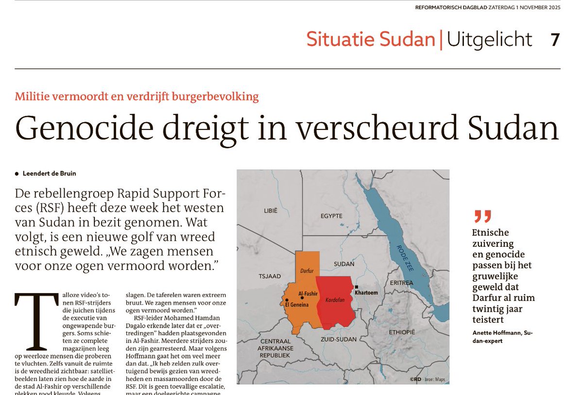De gruwelijkheden die RSF begaat in #Sudan zijn met geen pen te beschrijven. Sudanexpert Hoffman: “Dit is geen toevallige escalatie, maar een doelgerichte campagne tegen bevolkingsgroepen vanwege hun etniciteit” De EU is veel te stil!