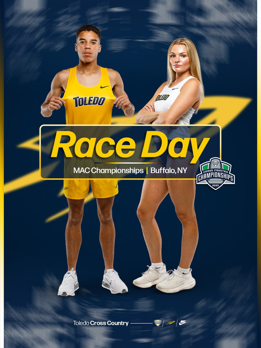 ToledoXCTF's tweet photo. Get up! It's MAC Championship day ‼️

👟 MAC Championship
📍 Buffalo, N.Y.
⏱️ 11:00 a.m. (MXC) | 12:00 p.m. (WXC)
📺 https://t.co/499wYiCQDP (YouTube)
📊 https://t.co/c6imlCSkNU

#TeamToledo https://t.co/2ytuNvXZmJ