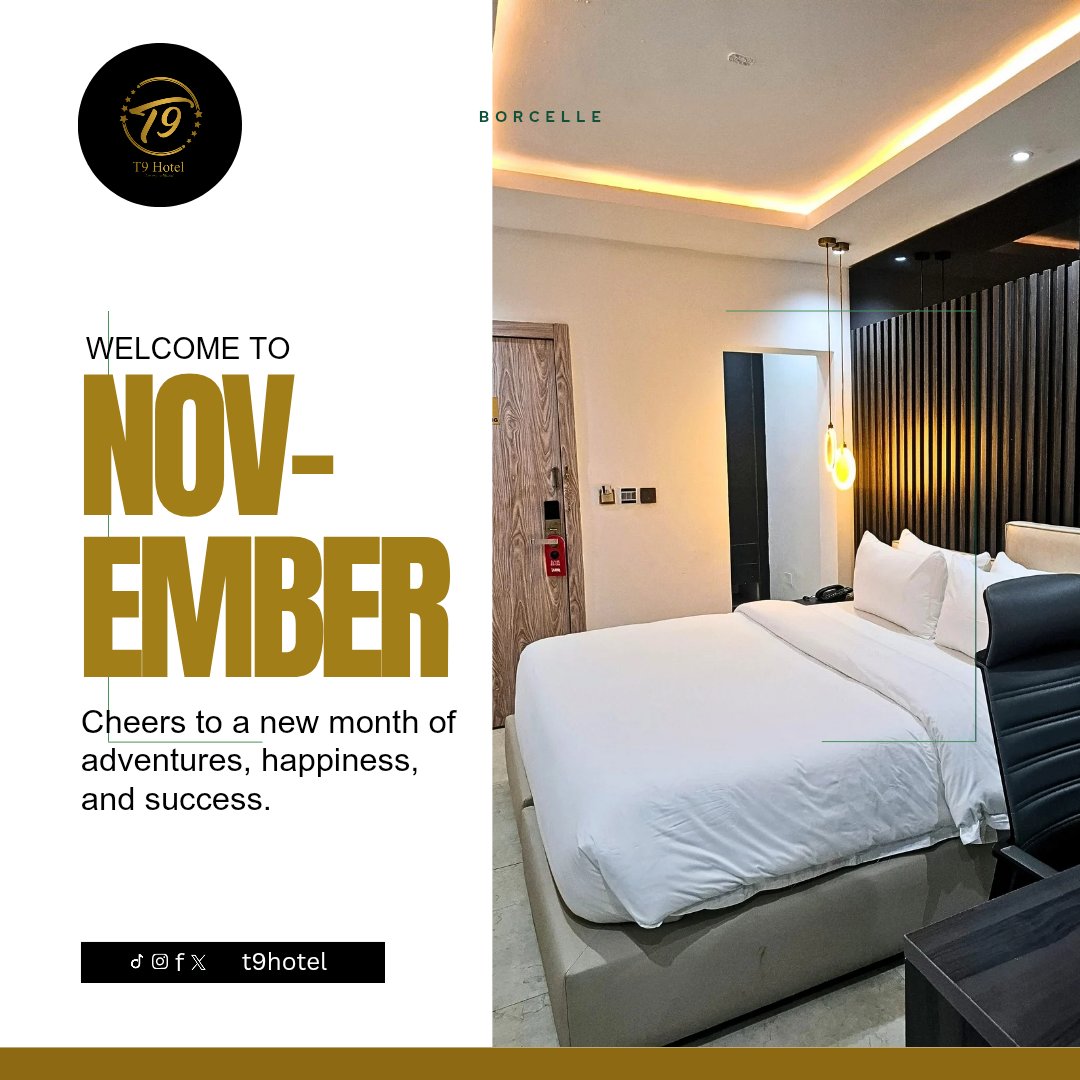 t9_hotel's tweet photo. A new month to unwind, explore, and enjoy premium comfort.🥰💃

#HappyNewMonth
#November
#HotelEscape #RelaxRechargeRepeat #T9HotelAndApartments https://t.co/BERN4qujND