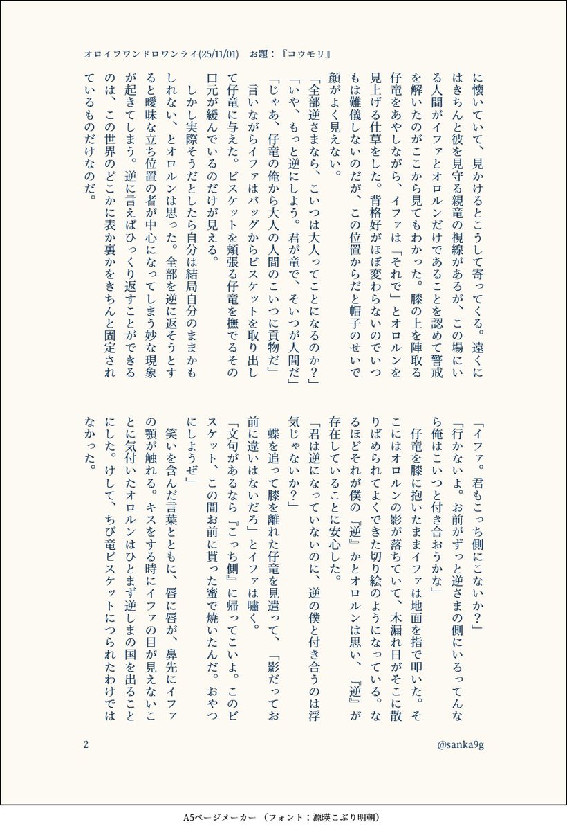 #オロイフワンドロワンライ
お題：『コウモリ』