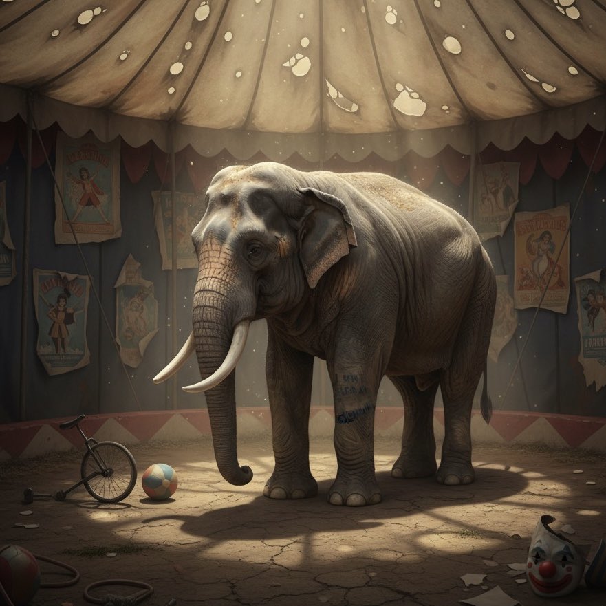 𝐄𝐥𝐞𝐟𝐚𝐧𝐭𝐞

Había olvidado casi todo. Su nombre, su manada, incluso su sombra.
Un viejo elefante , sabio de arrugas y silencios, le sugirió que se tatuara en la pata lo importante.
Eligió una sola frase: “Soy un elefante.”
Desde entonces camina más tranquilo, aunque a veces