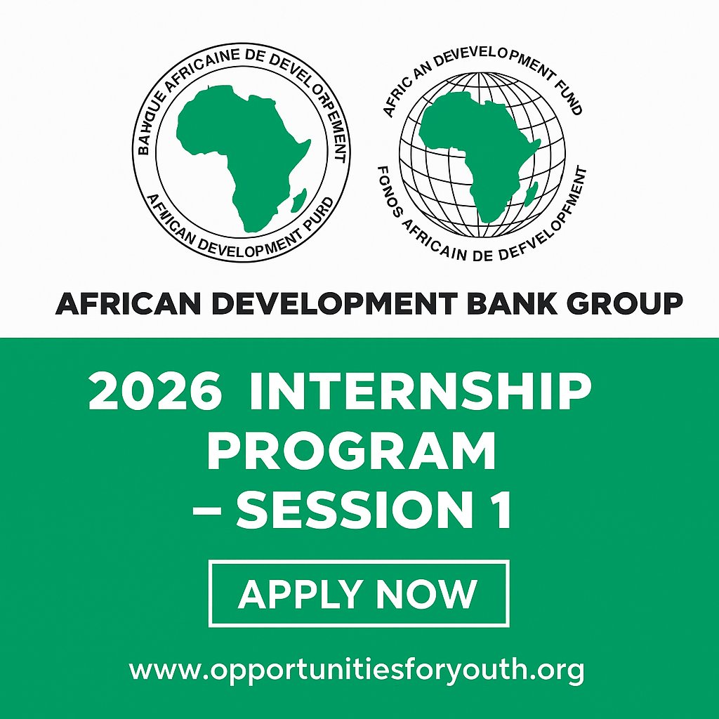 opportunitiesfy's tweet image. 🚀 Applications open for the AfDB Paid Internship 2026 (Remote or On-site) — paid stipend, medical cover &amp;amp; global development experience for Master’s students/grads; apply 👉 wp.me/p23f03-bzh #AfDB #Internship #ApplyNow