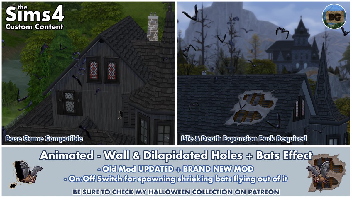 🎉Updated + NEW Bats Mods🎉
For all your Creepy Lots!
For more info, take a look at this Patreon post(link for Updated mod in that post):
patreon.com/posts/142431478

#TheSims4 #Sims4 #TheSims4Mods #TheSims4CustomContent #TheSims4CC