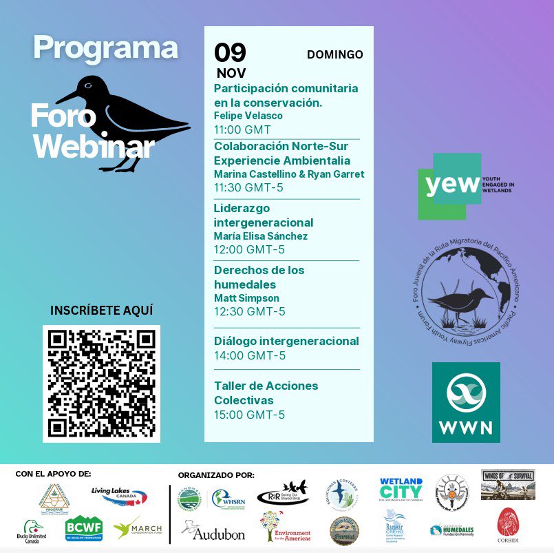 Foro Juvenil de la Ruta Migratoria del Pacífico Americano. Una oportunidad para jóvenes entre 18 y 35 años. youthengagedinwetlands.com/pafyf