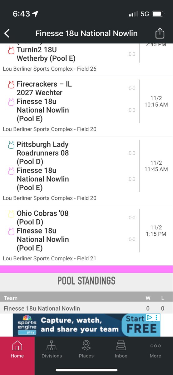 Updated schedule for Sunday. Come out and watch <a href="/FinesseNowlin08/">Finesse 18u National Nowlin</a> .