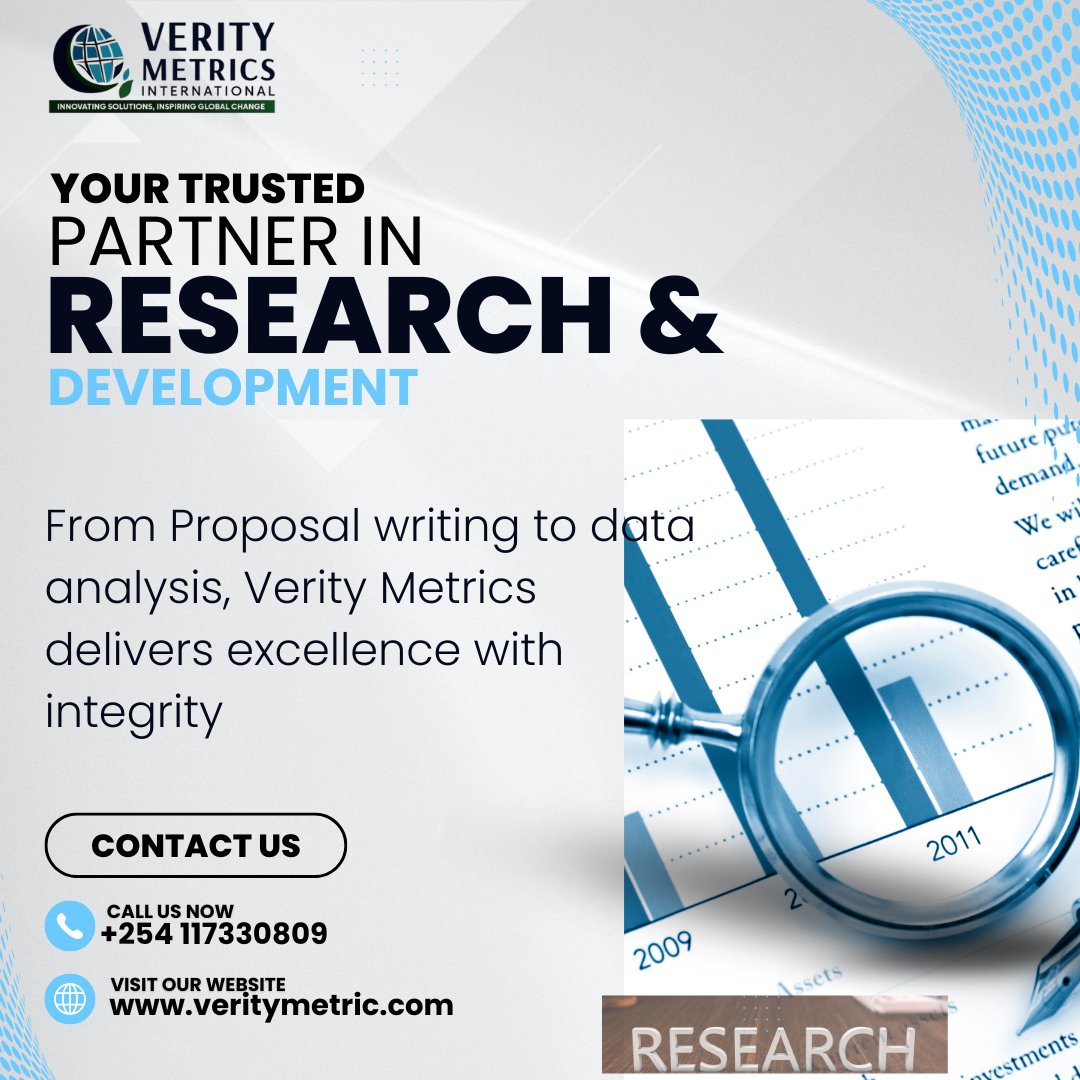 VerityMetrics's tweet image. Excellence. Precision. Results.
Verity Metrics is your go-to partner for research, grant writing, and M&amp;amp;E solutions that drive impact.

#VerityMetrics #ResearchConsulting #ProposalWriting #ClientFirst #DataDriven
