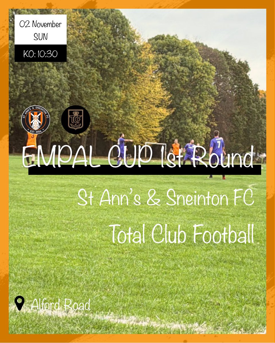 🟠⚫️ NEXT 🆙 🟠⚫️

Another week away from league action as we head into the EMPAL Cup 1st Round against fellow division 3 team Total Club Football for a place in Round 2