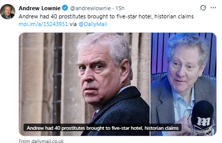 💸 40 prostitutes on a taxpayer-funded trip.
This is the man King Charles just banished to a private, King-funded estate to keep him out of sight. The royal 'punishment' is a multi-million-pound golden parachute.