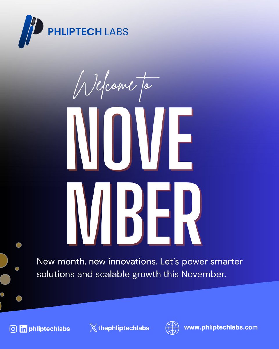 Hello, November 👋

A new month to innovate, optimize, and deliver smarter tech solutions that move businesses forward.

Let’s make every system work better, together. 💡

#PhlipTech #TechInnovation #HelloNovember #happynewmonth
