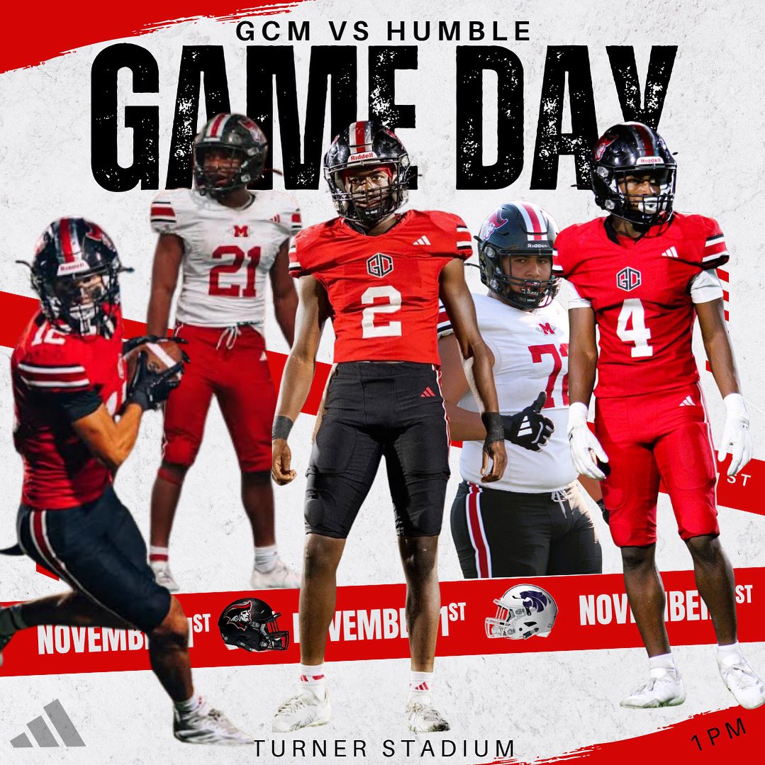 GAMEDAY ENERGY! 🔥
GCM vs Humble 
It’s been a season of growth, grit, and heart. Now it’s time to finish strong and bring another DUBB home!
📍 Turner Stadium, Humble
🕐 Kickoff at 1PM
🎟️ Come loud. Come proud. 
Let’s flood the stands and show Humble what resilience looks like!
