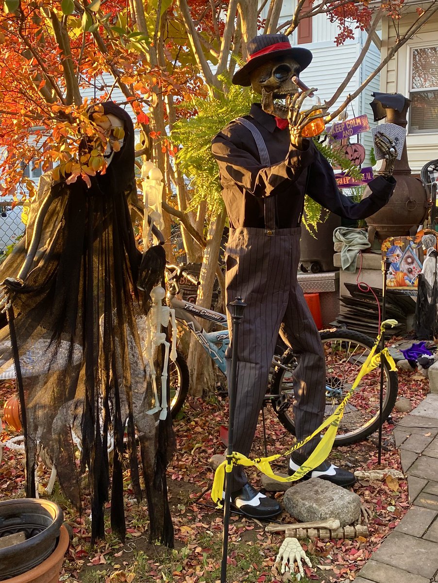 Walking Reno around the Borough the morning after Halloween. I think these two partied a little too hard last night! 🥃